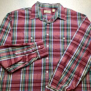 Vintage L.L. Bean Long Sleeve Heavy Plaid Shirt XL Tall Red Green‎ Blue